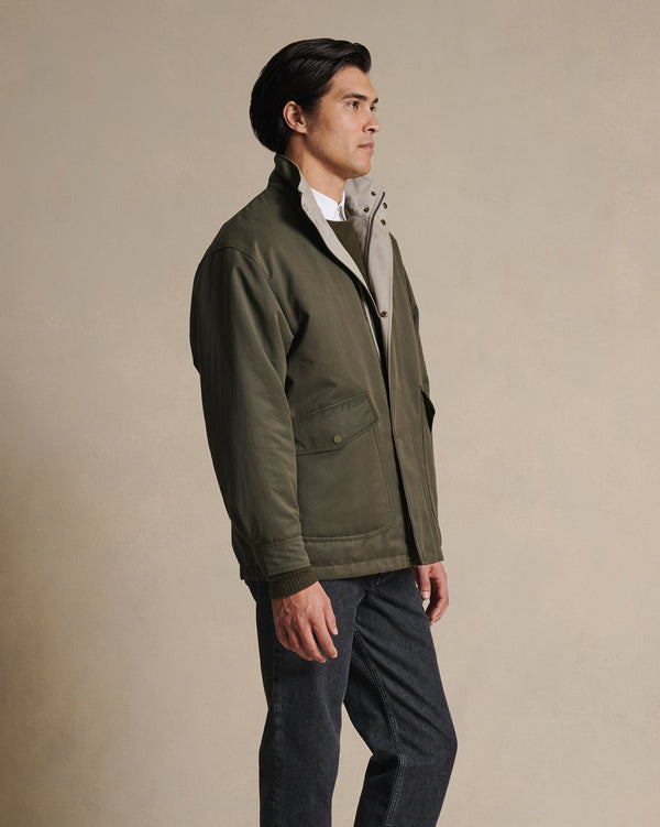P. Johnson Leon Reversible Park Jacket - Moss & Beige