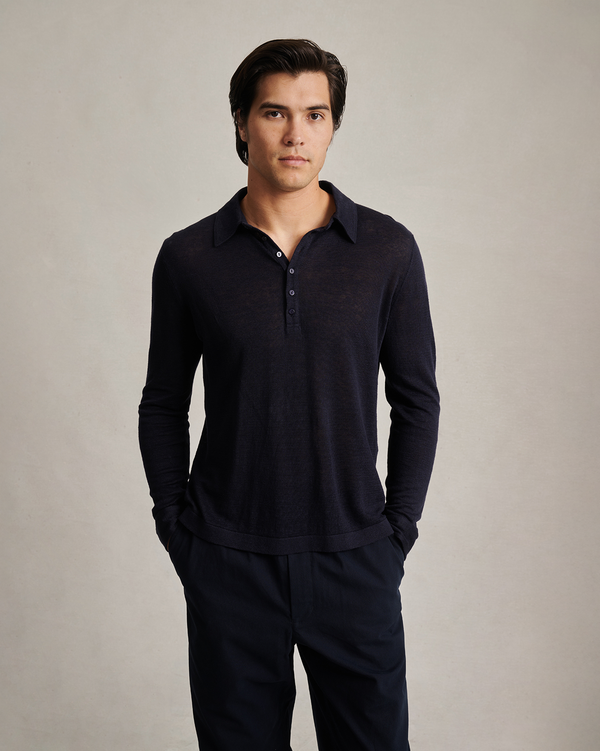 p. johnson Linen Polo - Navy