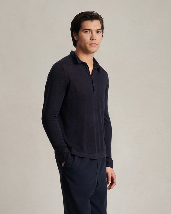 P. Johnson Linen Polo - Navy
