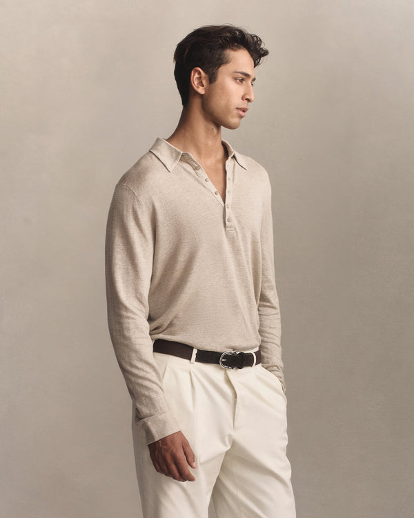 p. Johnson Linen Polo - Taupe