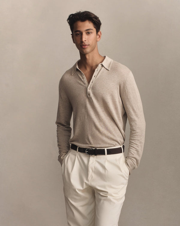 p. johnson Linen Polo - Taupe