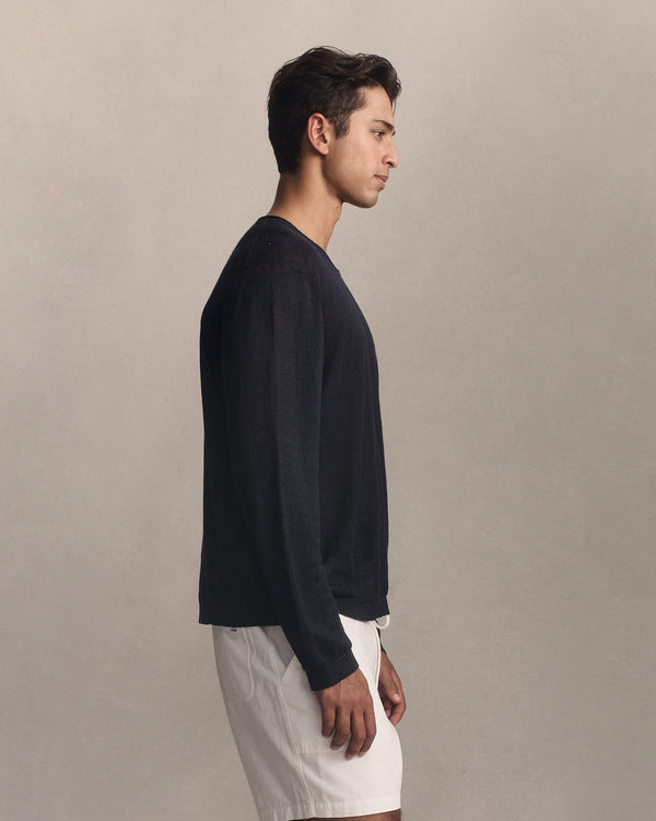 P. Johnson Linen Sweater - Navy