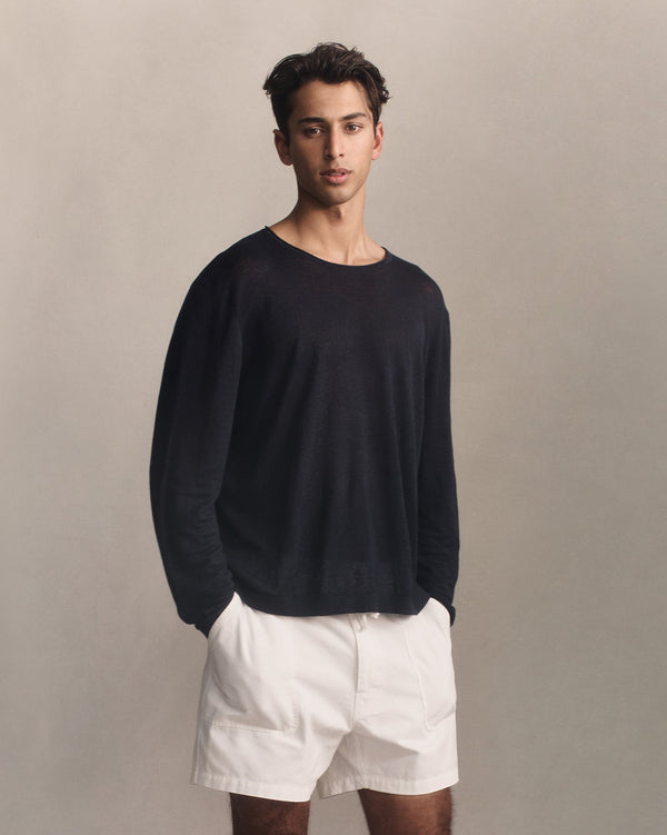 p. johnson Linen Sweater - Navy