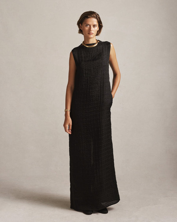 P. Johnson Mara Boat Neck Maxi Dress - Black