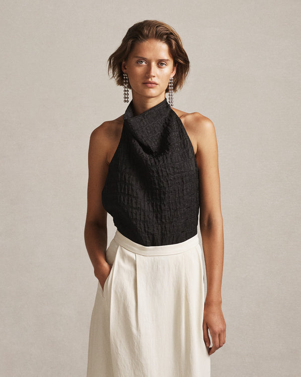 p. johnson Mara Halter Neck Top - Black