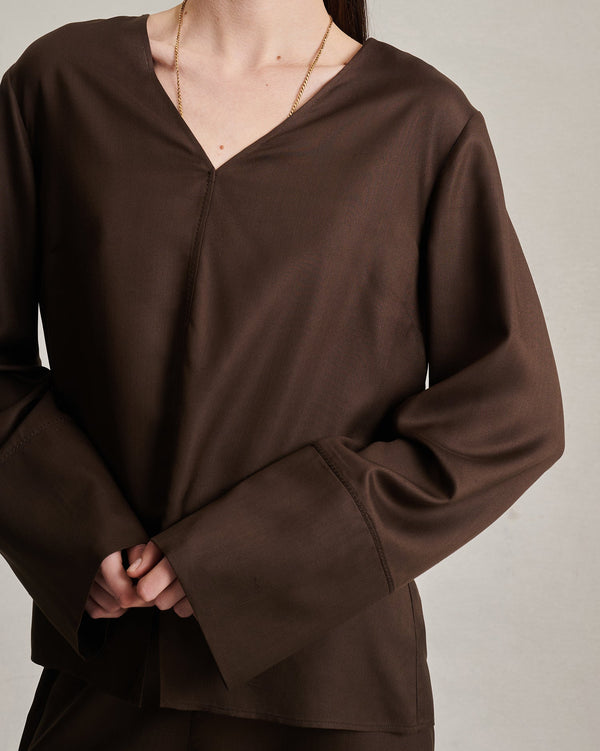 P. Johnson Maria Blouse - Chocolate Dupioni
