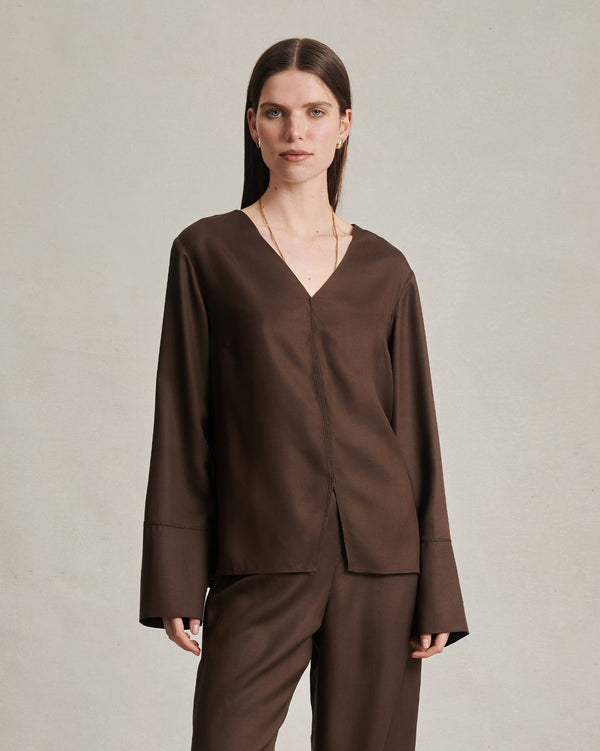 p. johnson Maria Blouse - Chocolate Dupioni