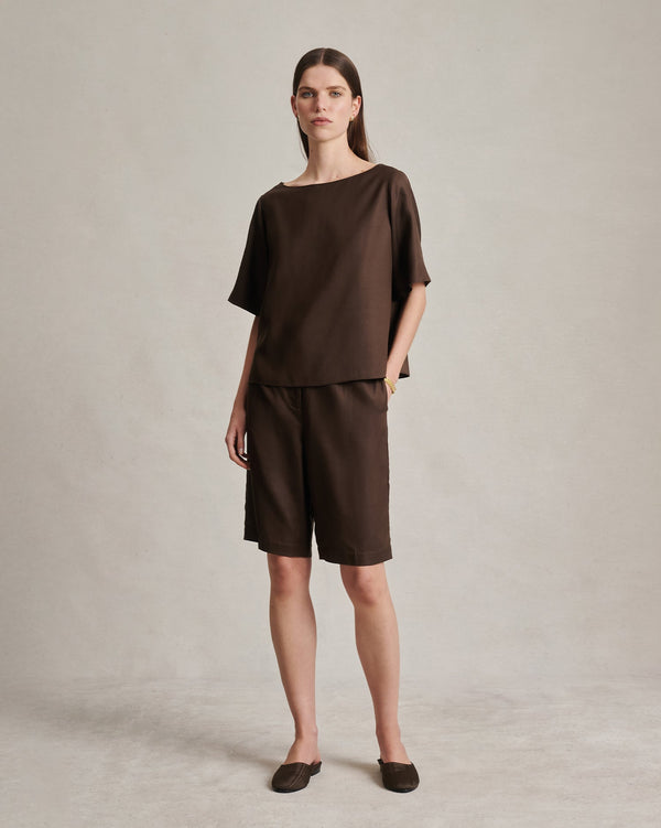 P. Johnson Maria Shorts - Chocolate Dupioni