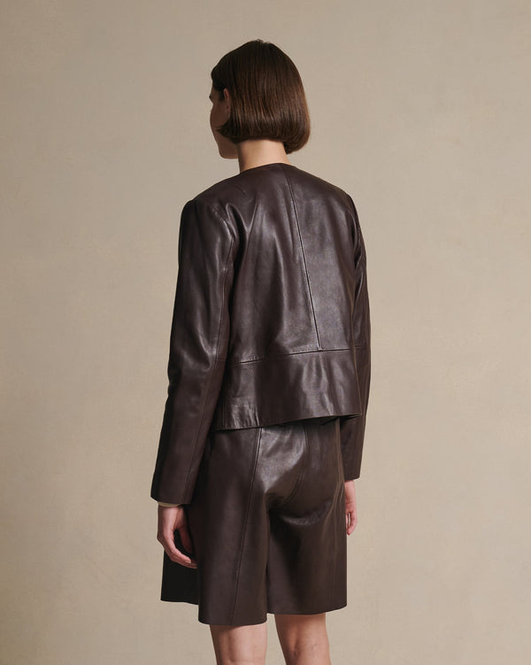P. Johnson Marina Leather Jacket - Bitter Chocolate