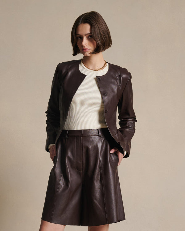 p. johnson Marina Leather Jacket - Bitter Chocolate