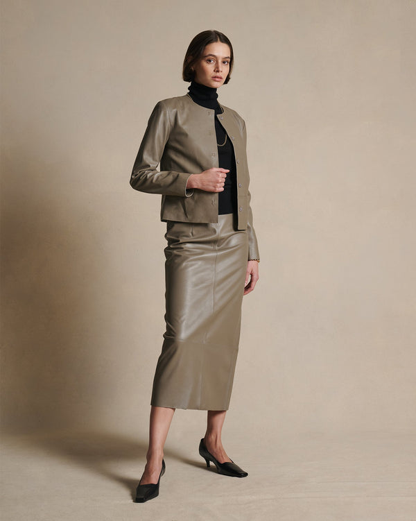 P. Johnson Marina Leather Jacket - Taupe