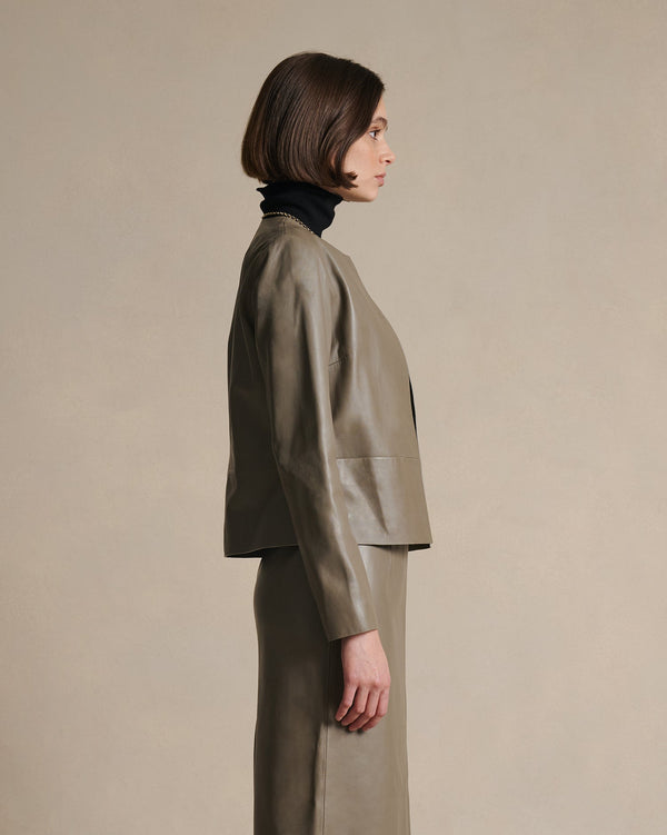 P. Johnson Marina Leather Jacket - Taupe