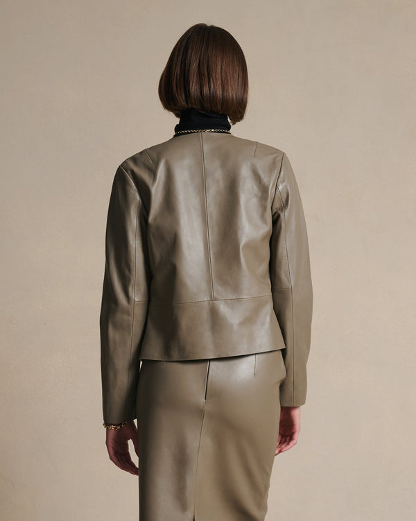 P. Johnson Marina Leather Jacket - Taupe