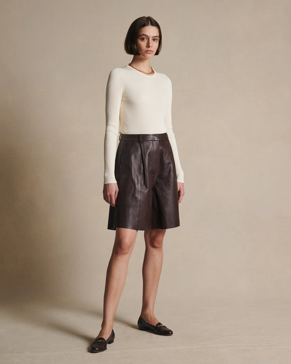 P. Johnson Marina Leather Shorts - Bitter Chocolate