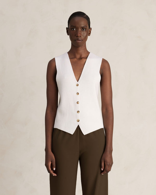 p. johnson Merino Knit Waistcoat - Cream