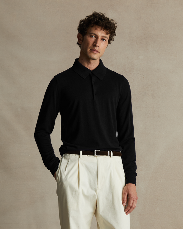 p. johnson Merino Polo - Black