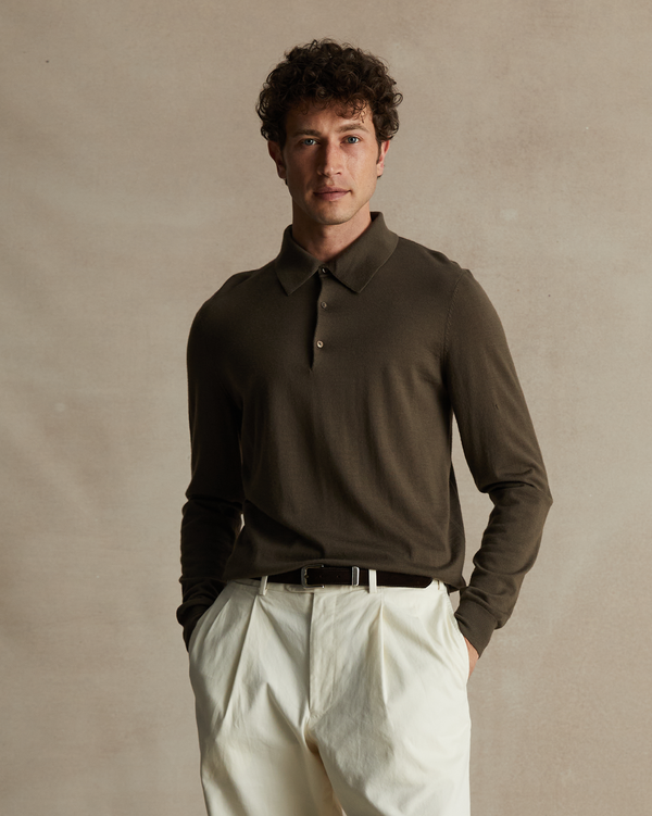 p. johnson Merino Polo - Moss