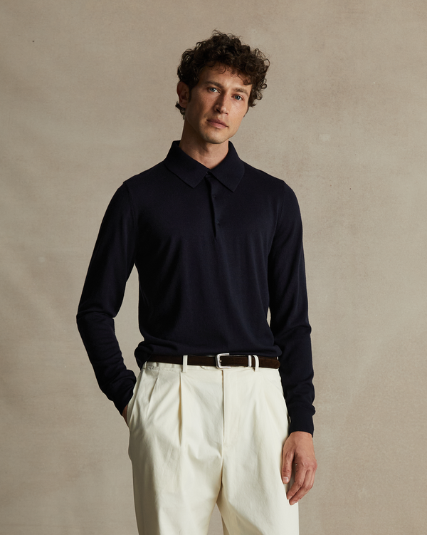 p. johnson Merino Polo - Navy