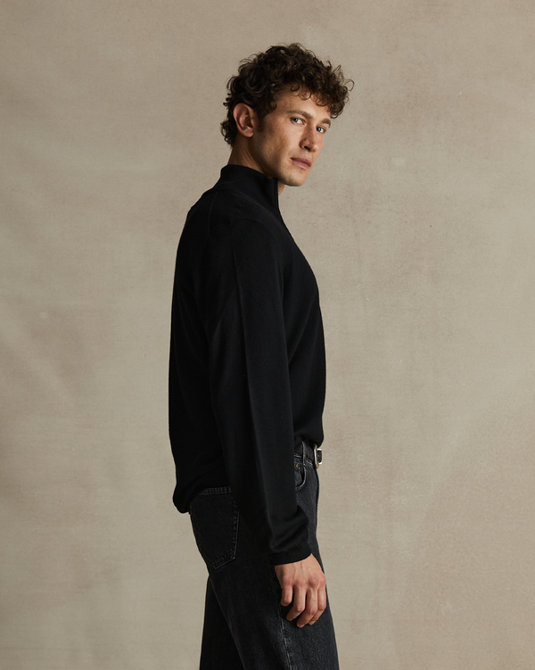 P. Johnson Merino Quarter Zip - Black