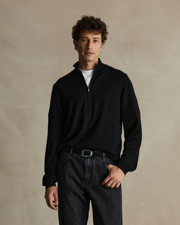 p. johnson Merino Quarter Zip - Black