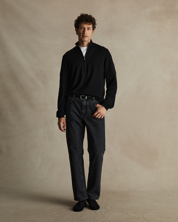 P. Johnson Merino Quarter Zip - Black