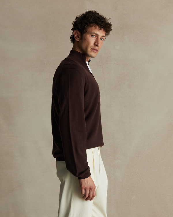 P. Johnson Merino Quarter Zip - Chocolate