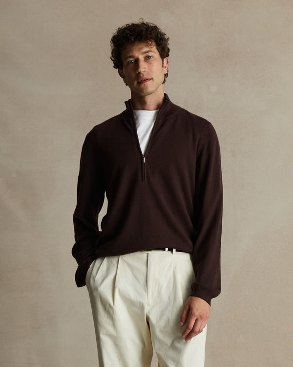 p. johnson Merino Quarter Zip - Chocolate