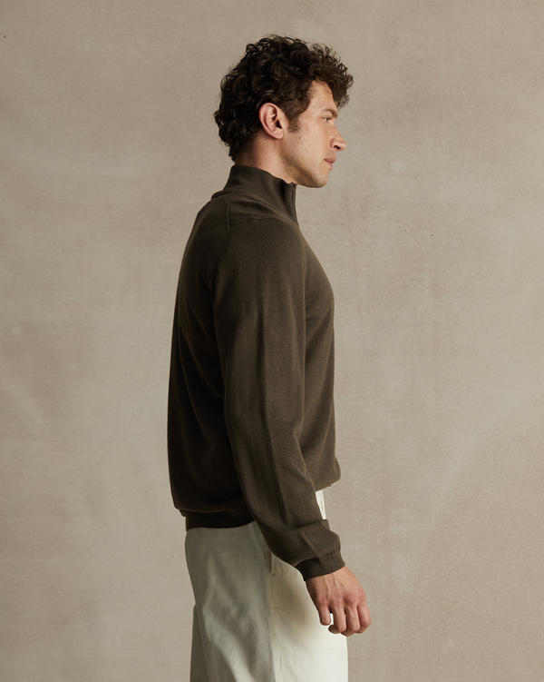 P. Johnson Merino Quarter Zip - Moss