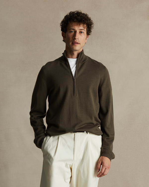 p. johnson Merino Quarter Zip - Moss