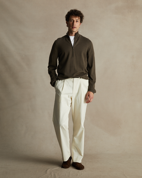 P. Johnson Merino Quarter Zip - Moss