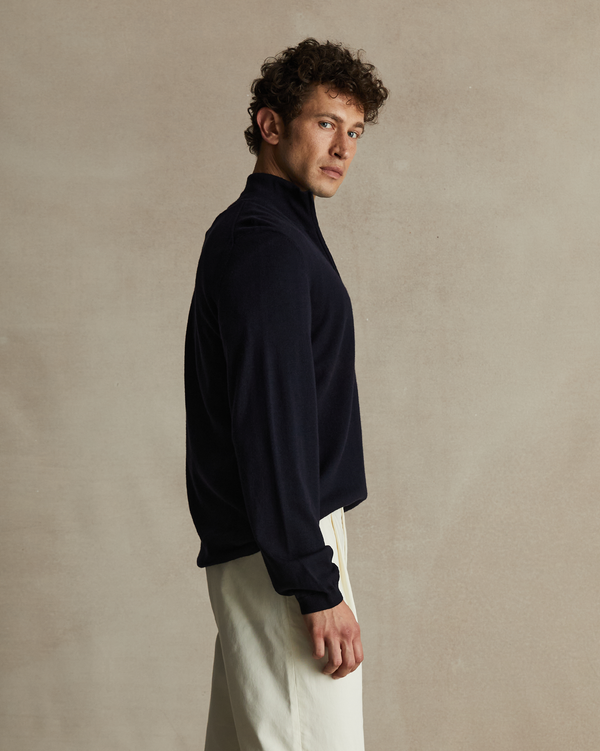 P. Johnson Merino Quarter Zip - Navy