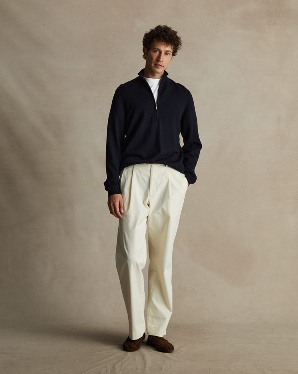 P. Johnson Merino Quarter Zip - Navy