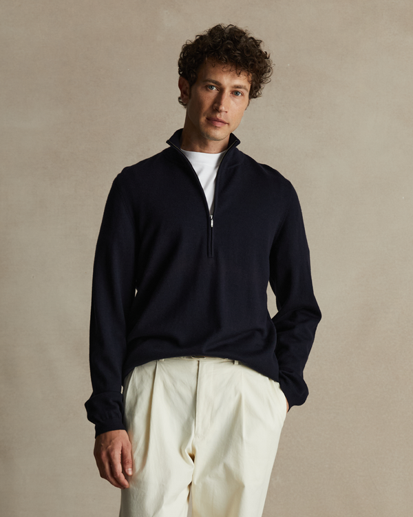 p. johnson Merino Quarter Zip - Navy