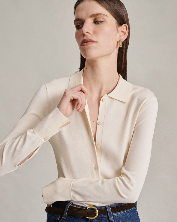 P. Johnson Natalie Knit Shirt - Off White