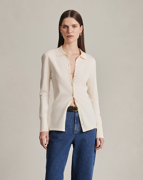 P. Johnson Natalie Knit Shirt - Off White