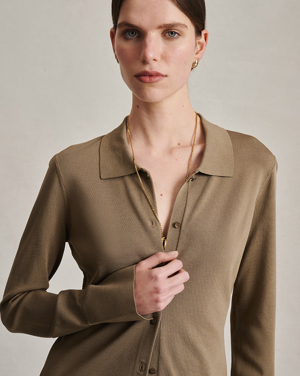 P. Johnson Natalie Knit Shirt - Taupe