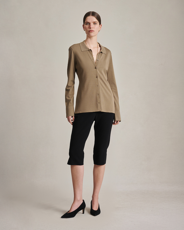P. Johnson Natalie Knit Shirt - Taupe
