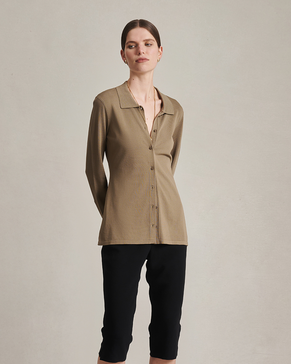 p. johnson Natalie Knit Shirt - Taupe