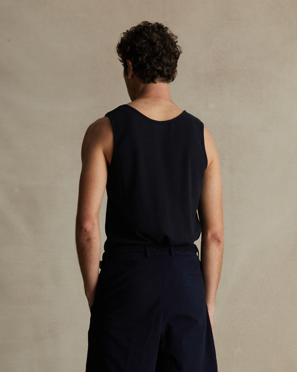 P. Johnson Navy Waffle Tank