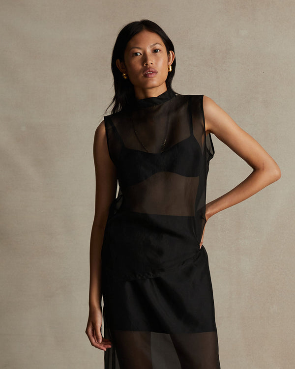 p. johnson Organza Devon Top - Black