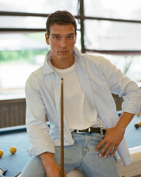 P. Johnson Oxford Shirt - Light Blue Stripe