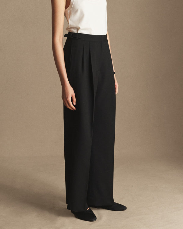 p. johnson Perriand Trouser - Black Wool Twill