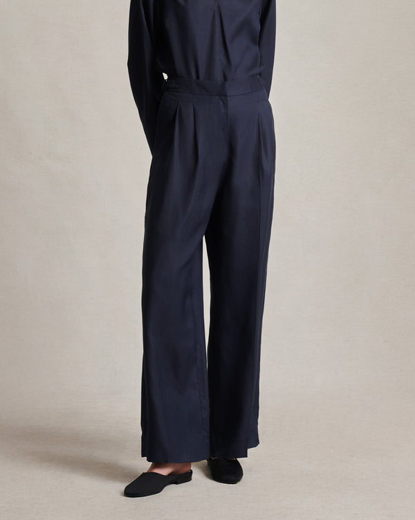 p. johnson Perriand Trouser - Navy Dupioni
