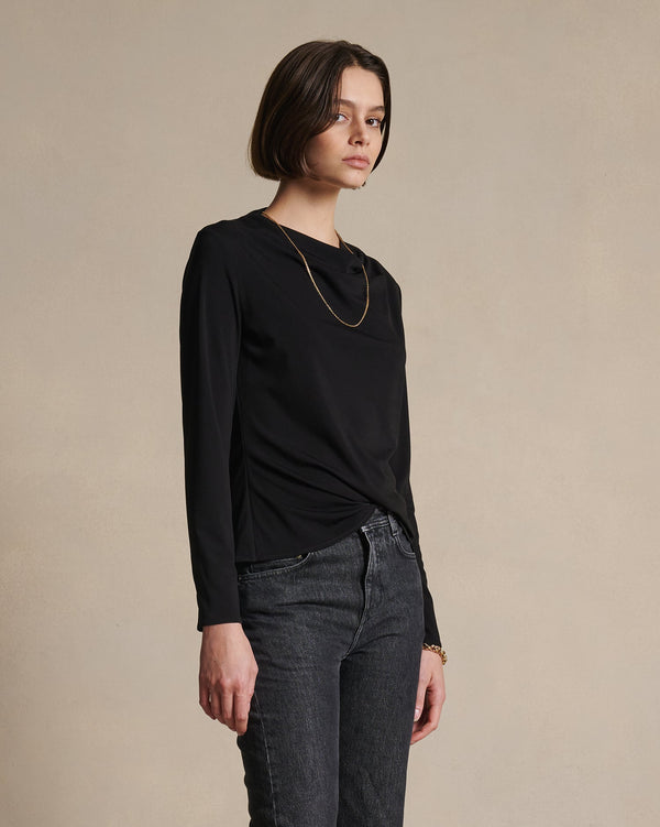 P. Johnson Peta Cowl Neck Top - Black