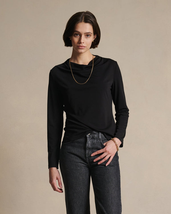 p. johnson Peta Cowl Neck Top - Black