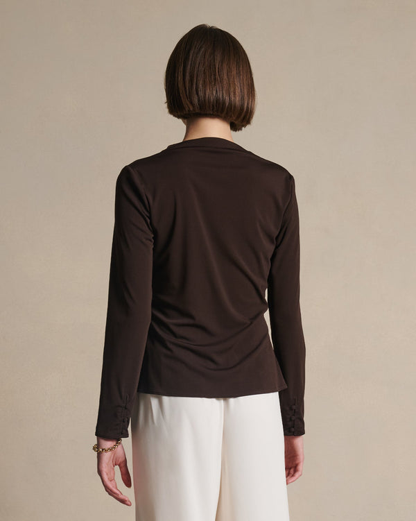 P. Johnson Peta Cowl Neck Top - Coffee