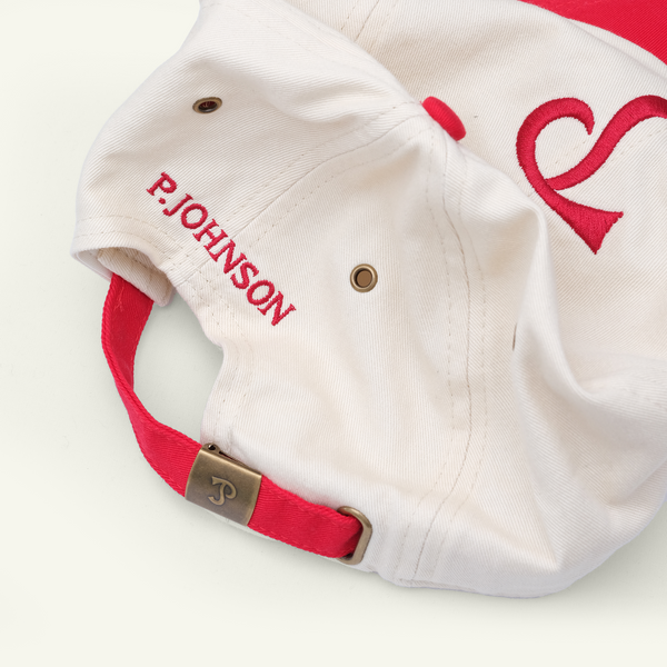 P. Johnson Red & Off White Team Cap