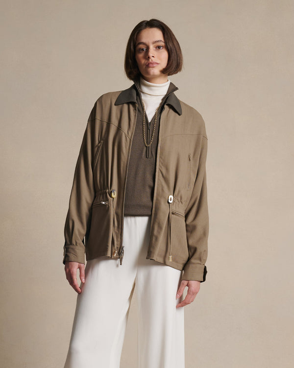 p. johnson Reine Reversible Jacket - Dark Moss & Taupe