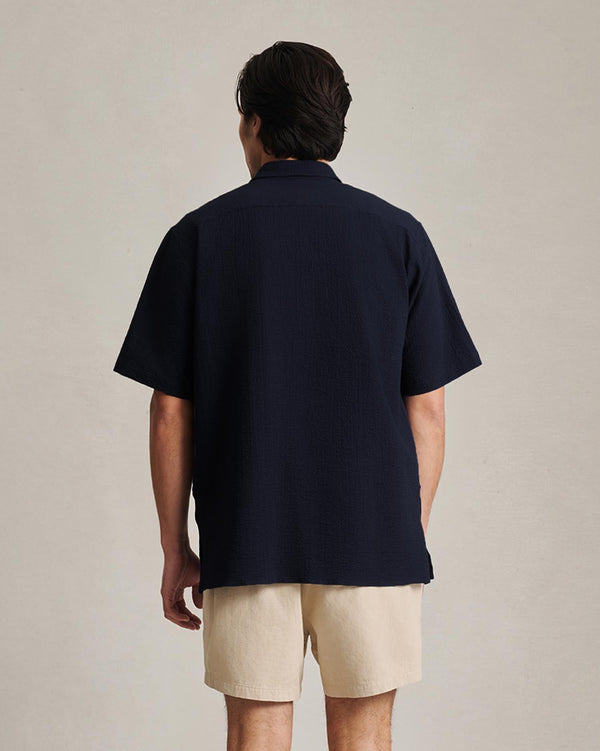 P. Johnson Resort Shirt I - Navy Fine Seersucker