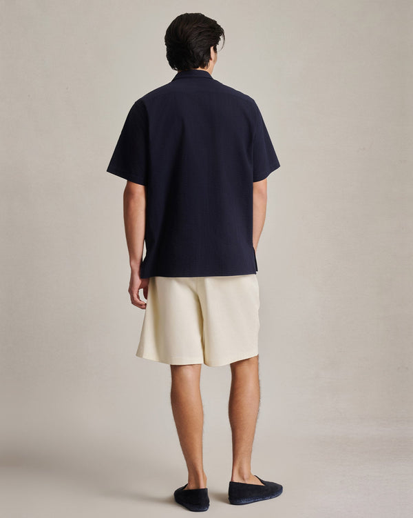P. Johnson Resort Shirt I - Navy Wide Seersucker